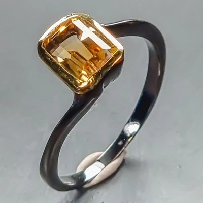 Anillo de piedras preciosas anillo citrino natural plata de ley 925 tamaño 5,5/R446672 Foto 1 de 4