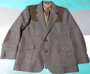 Pendleton Wool Tweed Western Leather Patch Blazer Suit Jacket Men's 46 - Picture 1 of 3