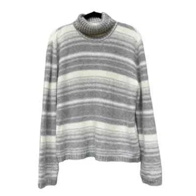 JONES NEW YORK Vintage Sweater Lambswool Angora Blend Striped Pullover Size XL - Image 1 of 4