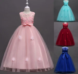 Kids Girl Princess Dress Party Pageant Prom Bridesmaid Wedding Long Flower Dress - Picture 1 of 24