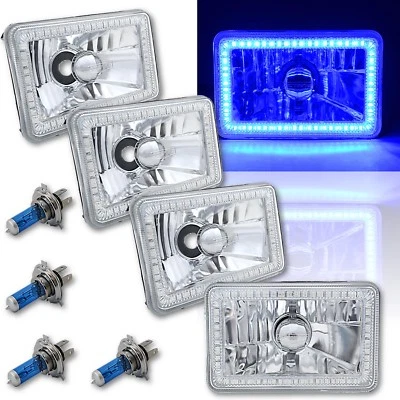 Juego de 4 bombillas halógenas faros ojo de ángel halo LED 4X6 azul SMD Foto 1 de 4