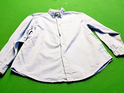 Camisa de algodón con cuello de manga larga azul United Colors of Benetton para niños talla 8 130 Foto 1 de 2