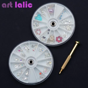 Nail Art Charm Piercing Tip Hand Drill Pierce Tool + Rhinestones Pendant Dangles - Picture 1 of 11