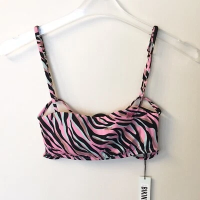 NWT The Bikini Lab Pink Zebra Print Bandeau Style Bikini Swim Top - XS - Image 1 of 4