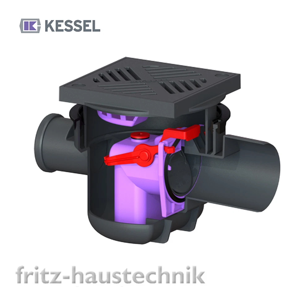 KESSEL DN100, 200x200mm, Kellerablauf - Schwarz (27611)