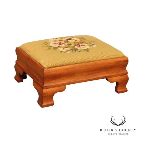 Empire Style Antique  Needlepoint Footstool Cover
