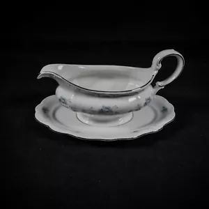Johann Haviland Bavaria Germany Blue Garland - Gravy Boat Set - Picture 1 of 2