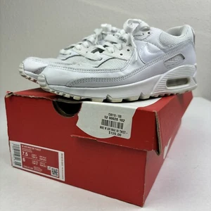 Air Max 90 CN8490-100 Triple White Lace Up Sneaker Shoes Nike Box Unisex 7.5* - Picture 1 of 9