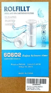 ROLFILLT 60602 Hot Tub/Spa Filter-Compatible w/ PWK30 / C-6430 / FC-3915-3 Pack - Picture 1 of 6