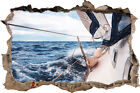 Die weißen Segel der Yacht Kunst Buntstift Effekt - 3D-Look Durchbruch Wandtatto