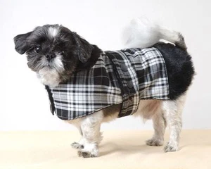 TARTAN BOUTIQUE BLACK & WHITE CHECKMATE DOG COAT - MADE IN THE UK - Picture 1 of 4