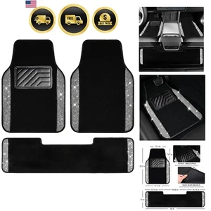 Car Floor Mats Sparkly Diamond Rug Anti-Slip Protectors for SUV Sedan Van - Picture 1 of 11