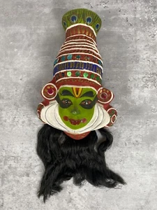 VTG Kathakali Wall Hanging Face Mask Showpiece Paper Mache Decor Made In India - Picture 1 of 12