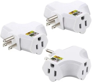 3er-Pack Erdungsadapter, Stecker 3-Steckdosen Extender strapazierfähig Wasserhahn geerdete Stromversorgung - Bild 1 von 7