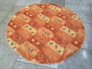 Vintage Vibrant Orange Round Tablecloth VGC 1990s 60" - Picture 1 of 6
