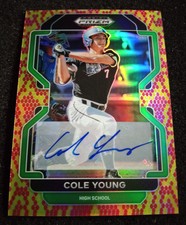 2022 Panini Prizm Draft Picks #PDP21 Cole Young Snake Skin Prizm Auto 10/15~MINT