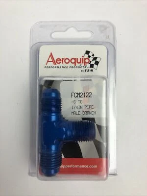 FCM2122 Aeroquip Aluminum Blue Anodized Male Branch Tee (AN825) -06 x -06 x 1/4 - Image 1 of 4