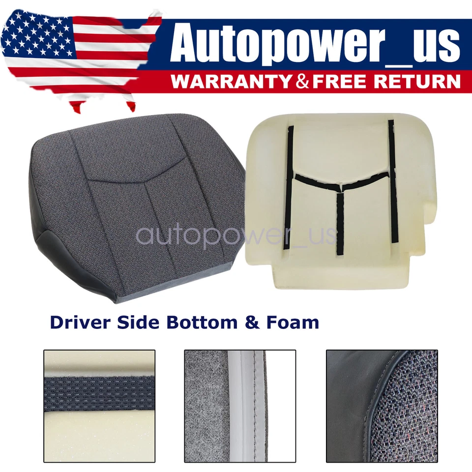 Cubierta de asiento de tela de espuma para GMC Sierra 1500 2500 3500 2003 2004-2007 Foto 1 de 4