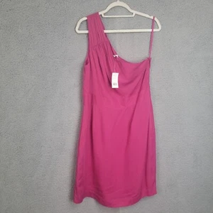 Banana Republic one shoulder womens dress pink size 14 side zipper Lined - Picture 1 of 12