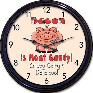 Pig Hog Pork Bacon is Meat Candy Crispy Salty Delicious Wall Clock Farm Animal - Picture 1 of 2