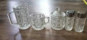 Knopf & Rohr Krug Salz Pfefferstreuer Milchkännchen Zucker Federal Windsor Glas - Bild 1 von 14