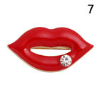 Red Color Rhinestone Lip Brooch for Women Sexy Mouth Brooch Pin Shining Jewel-wf