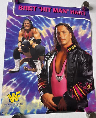 Póster de lucha libre Bret "Hit Man" Hart 1997 WWF NUEVO WWE 16x20” WCW NUEVO SELLADO Foto 1 de 3