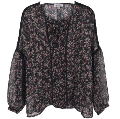 Blusa BARNEY’S NEW YORK Estampado Floral Cuello Atado Estilo Encaje Transparente FT1110 MEDIANA Foto 1 de 4