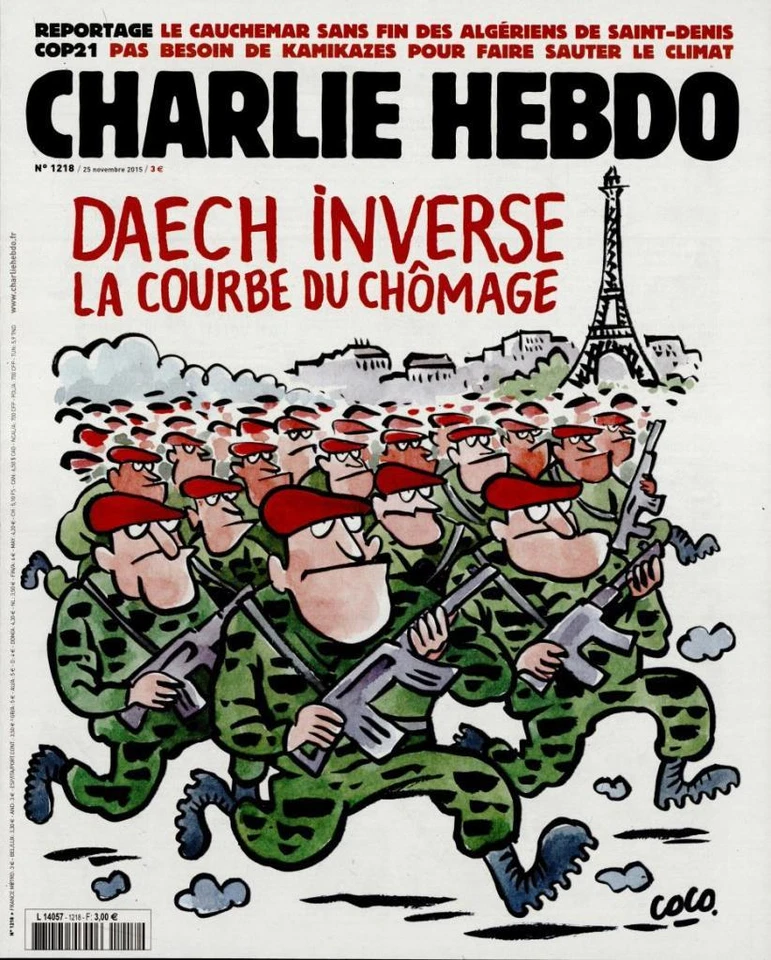 CHARLIE-HEBDO N ° 1218 -FRENCH ORIGINAL JOURNAL -Daesch inverse la courbe ..... - Image 1 of 1