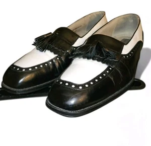 Stacy Adams Spain Black & White Leather Tassel Kiltie Women’s Dress Shoes Sz 10 - Picture 1 of 10