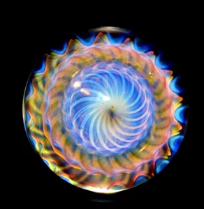 RYAN WHITMORE GLASS MARBLE/1.520"-PINK & TURQ. PAGODA-TRANSPARENT DESIGN/FAST - Picture 1 of 9