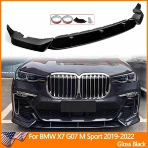 Gloss Black Front Bumper Splitter Spoiler Lip For 2019-2022 BMW X7 G07 M Sport - Picture 1 of 17