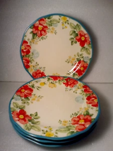 Pioneer Woman ~ VINTAGE FLORAL Design Salad or Dessert Plates ~ Set of 4 - Picture 1 of 2