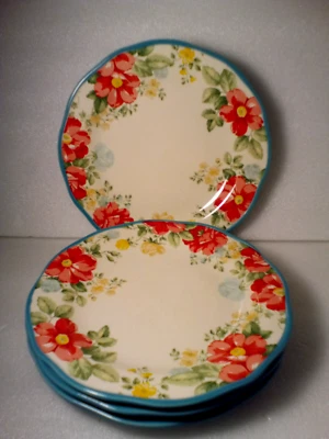 Platos de ensalada o postre vintage de diseño floral para mujer Pioneer ~ Juego de 4 Foto 1 de 2