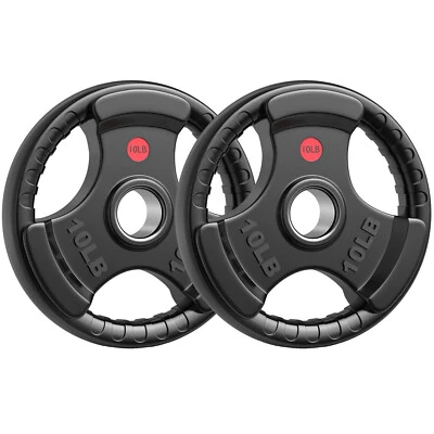 Placas de pesas 2" recubiertas de goma placa de agarre olímpico 10 lb entrenamiento de fuerza 2 piezas Foto 1 de 4