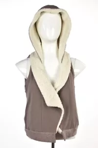 Espléndido chaleco para mujer talla M gris topo algodón sin mangas chaqueta con capucha - Imagen 1 de 6
