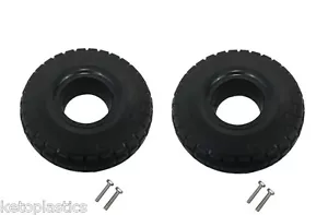 PAIR OF 10" PUNCTURE PROOF TYRES 4.10/3.50 - 4 - SELF ASSEMBLY REQURED - Picture 1 of 2
