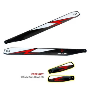 VULCAN ROTORS Precision Main Rotor Blades 716mm (RED) free gift 105mm Tail Blade - Picture 1 of 2