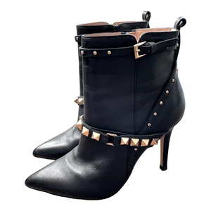 LIU JO Stivaletto Annie Tc 95 Ankle Boots Heels Black Leather Studs Shoes 6 - Picture 1 of 13