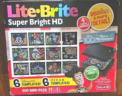 Lite Brite Super Brillante HD Pixar Disney 100 Retro Edición Reimaginada NUEVO Foto 1 de 4
