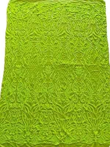 4 Way Stretch Fabric - Lime Green - Fancy Net Sequins Design Fabric Sold By Yard - Picture 1 of 5