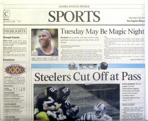 Kompletter L.A. Times Sports Abschnitt 29.01.96 - Dallas gewinnt Super Bowl XXX 27-17 - Bild 1 von 2