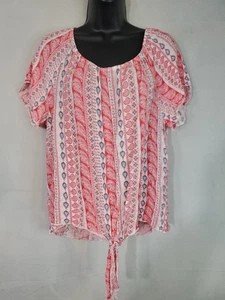 Modern Attraction Blouse Women's Size 1X Floral Short Sleeve Tie Front  Cropped  - Picture 1 of 10