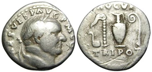 Vespasian AR Denar (75 n. Chr.), Opfergeräte - Bild 1 von 6
