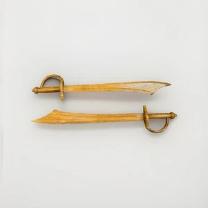 Set of 2 Wooden Pirate Swords – 29” Cutlass Style Handcrafted Toy or Decor - Picture 1 of 24