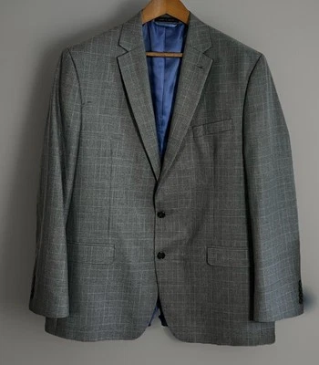 CHAPS Men’s Blue/Gray/Blue Houndstooth CheckWool Sport Coat Blazer  SIZE 46L - Image 1 of 4