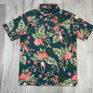 Bad Birdie Polo Shirt Mens Size Small Floral Over Print AOP Golf Performance T - Picture 1 of 10