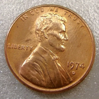 Centavo Lincoln Memorial 1974-D patrón de madera raro error leñoso Foto 1 de 4