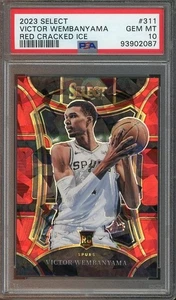 2023 Select #311 Victor Wembanyama GEM-MT Red Cracked Ice PSA 10 Spurs 2087 - Picture 1 of 2