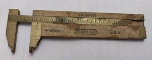 Regla de pinza deslizante vintage Stanley Boxwood 4" latón/madera n.º 138 - Imagen 1 de 3